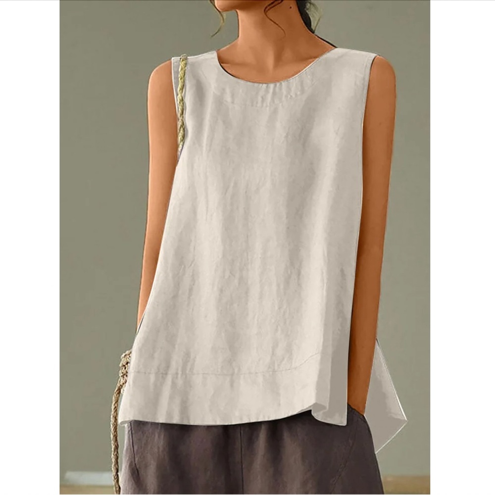 Elegant Sleeveless White / Beige Top M
